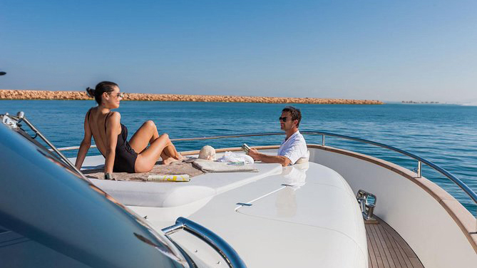 Couples enjoying private yacht cruise in Dubai